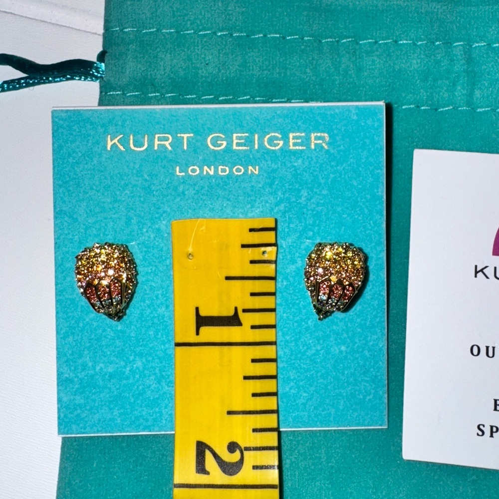 Kurt Geiger Gold  Earrings + Dustbag - Picture 4 of 4